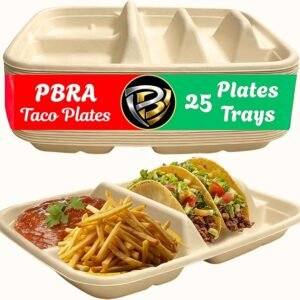 Disposable Taco Plates – 2 Taco & 2 Side Compartments