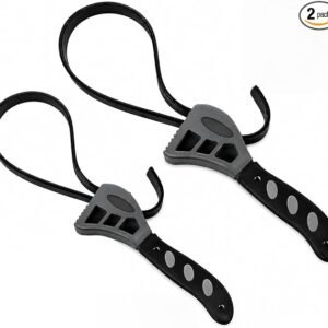 2-Pack Adjustable Rubber Strap Wrench Set – Heavy-Duty Oil Filter Wrench